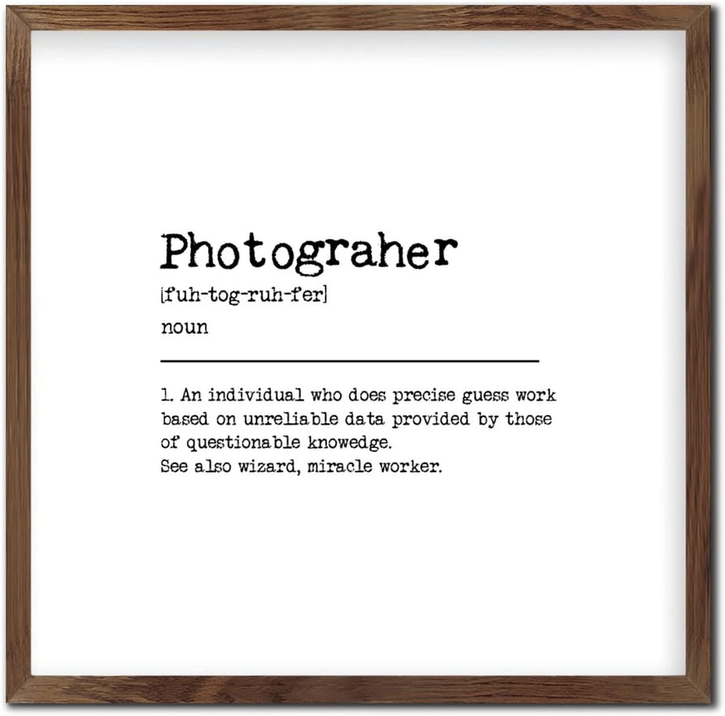 Photographer Noun Definition Wall Decor Sign 12x12in Wood Framed