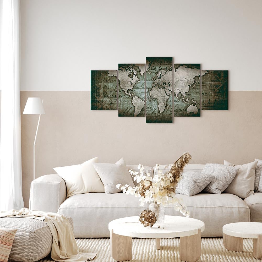 Artgeist Canvas World Map 40x20 in Wall Art Print 5pcs