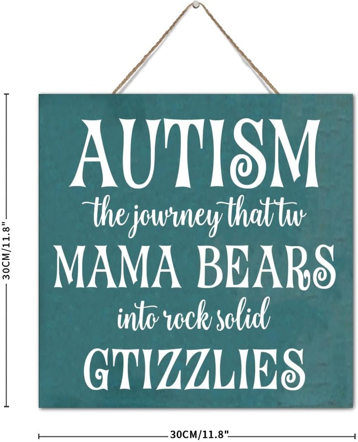 Hanging Wall Sign for Autism Awareness 12x12 Inch