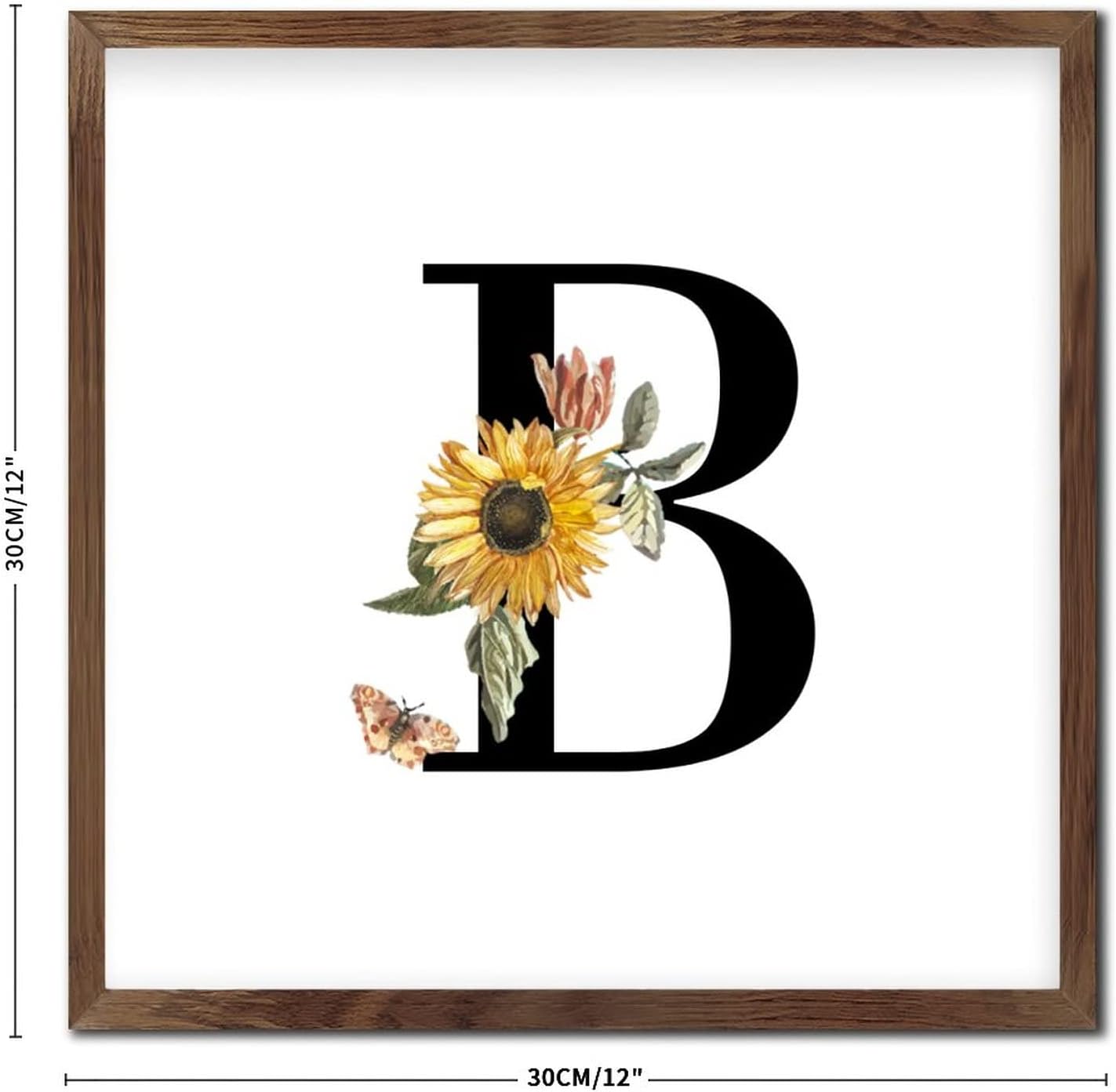 Nintydays Black Monogram Initial Letter B Wooden Wall Table Sign