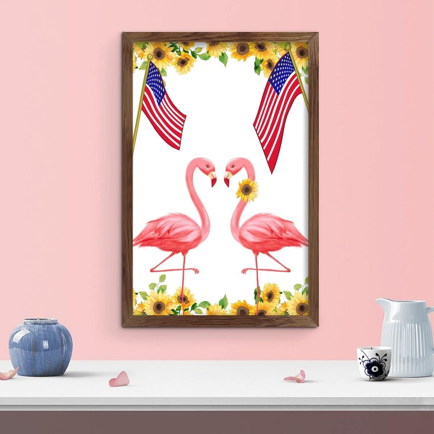 Flamingo Patriotic Garden Flag Wall Decor Sign