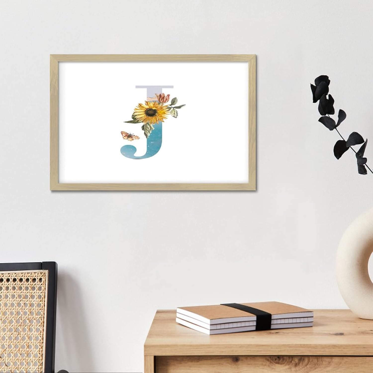 Funny Wood Framed Sign with Monogram Initial J 8x12in