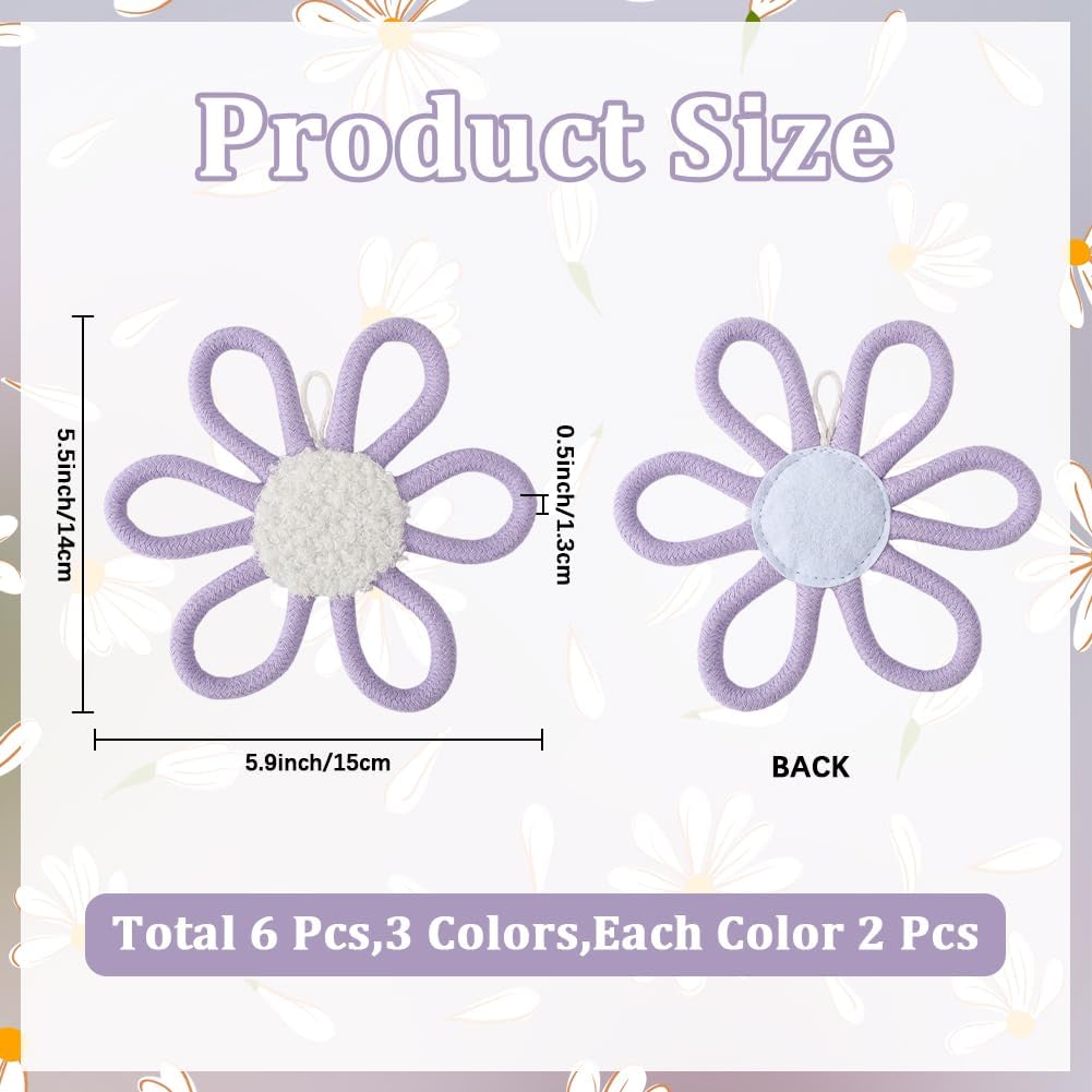 CRASPIRE 6Pcs Daisy Flower Wall Decor Boho Style