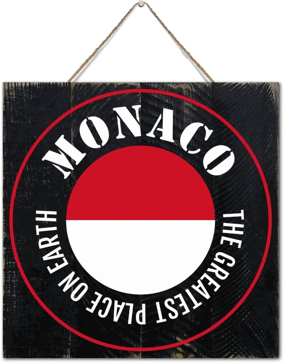 Monaco Wood Wall Sign Personalized 12x12 Inch