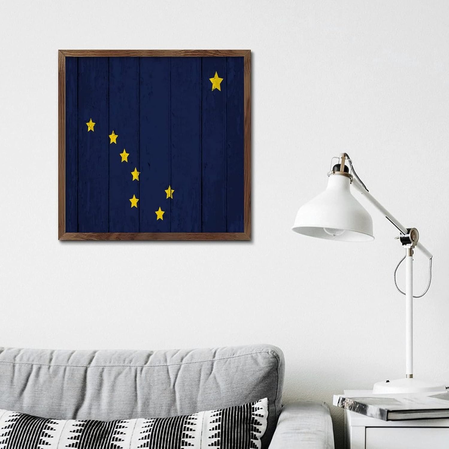 Hanging Wood Framed Printed Sign Alaska Decor for Wall