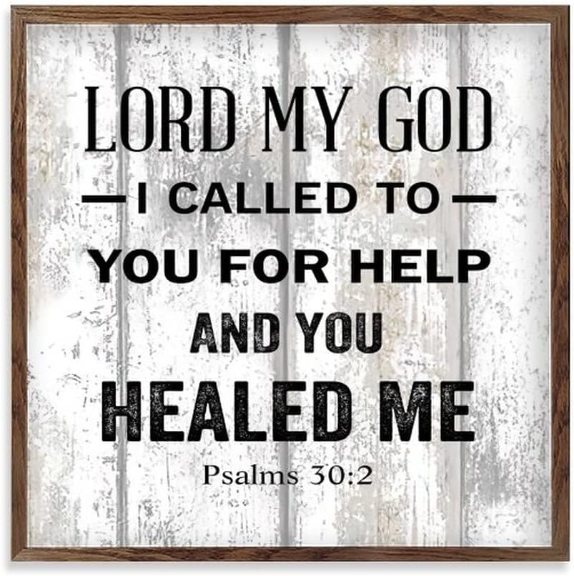 Wood Framed Sign With Bible Verse Sayings 12x12 Wall Art