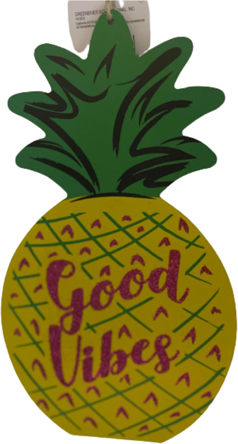 Pineapple Shaped Glitter Good Vibes Wall Hanging Art