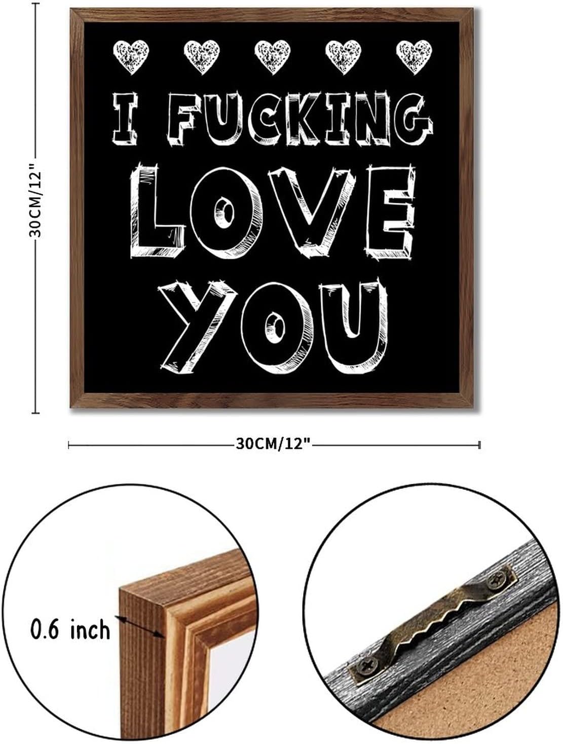 I Fucking Love U Wood Framed Sign Wall Art