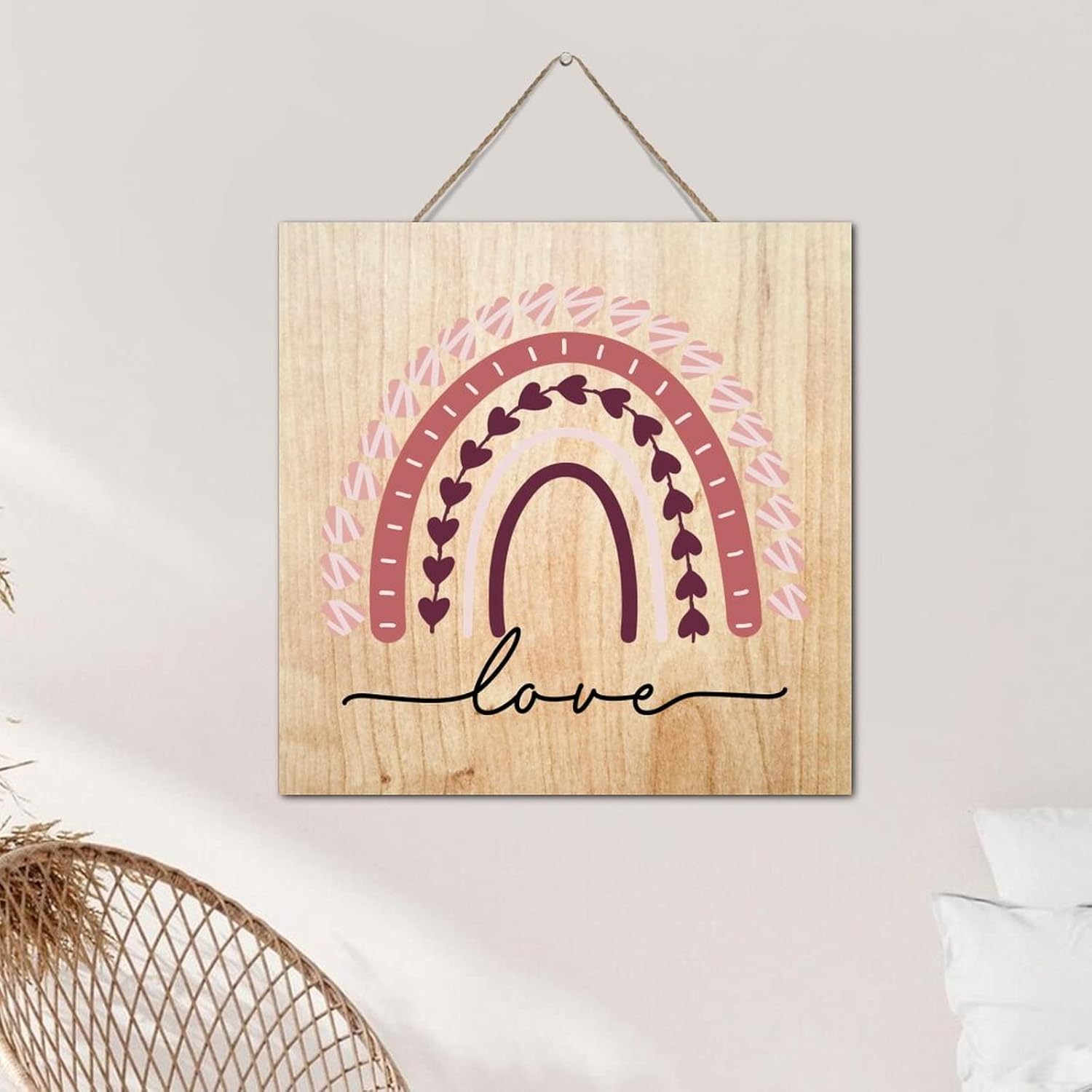 Autravelco 12x12 Inch Rainbow Wooden Wall Art Sign