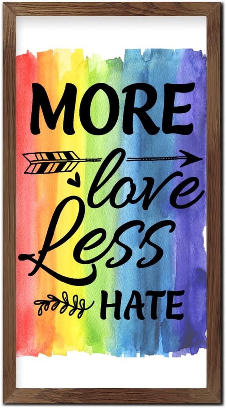 LGBTQ Pride Framed Wooden Sign Wall Art 22x12 In
