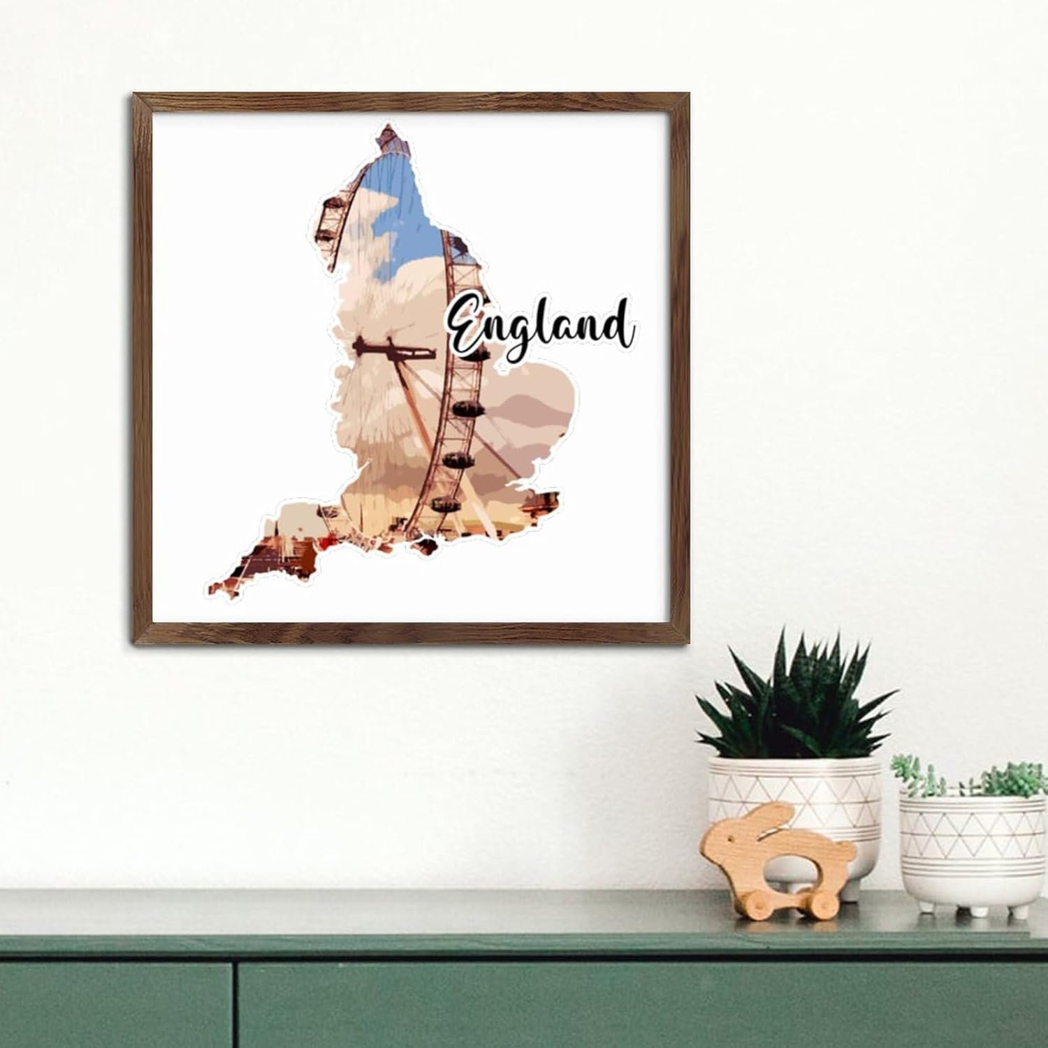 Distressed Wood Framed England Wall Decor Sign