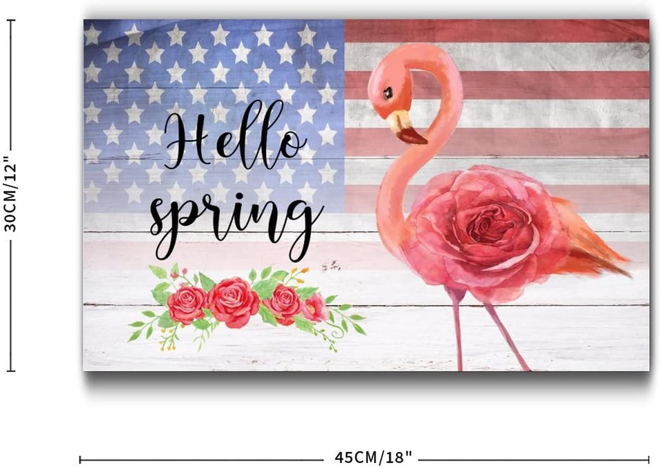Hello Spring Rose Wood Grain Wall Decor 12x18in