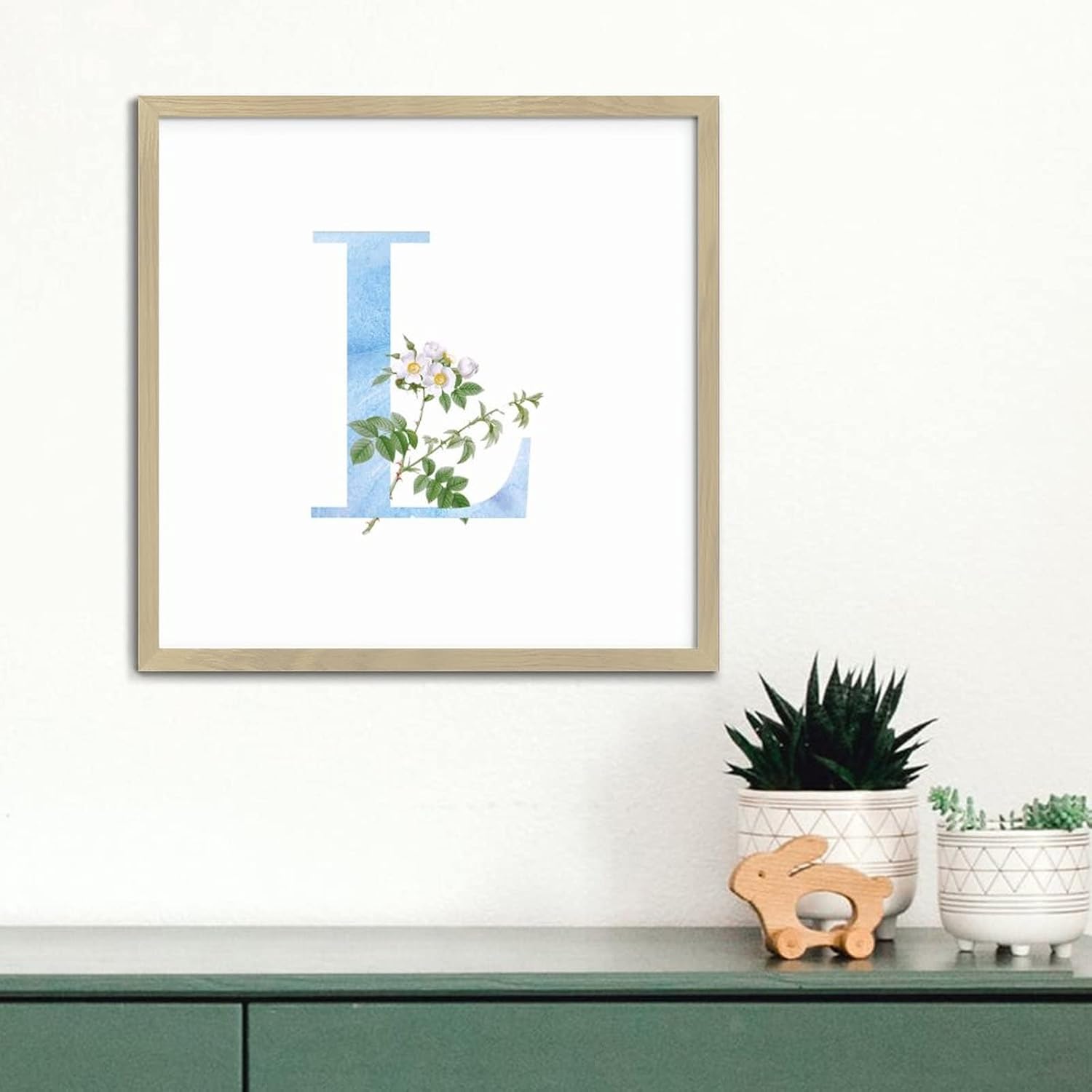 Funny Wood Framed Wall Decor Sign with L Initial