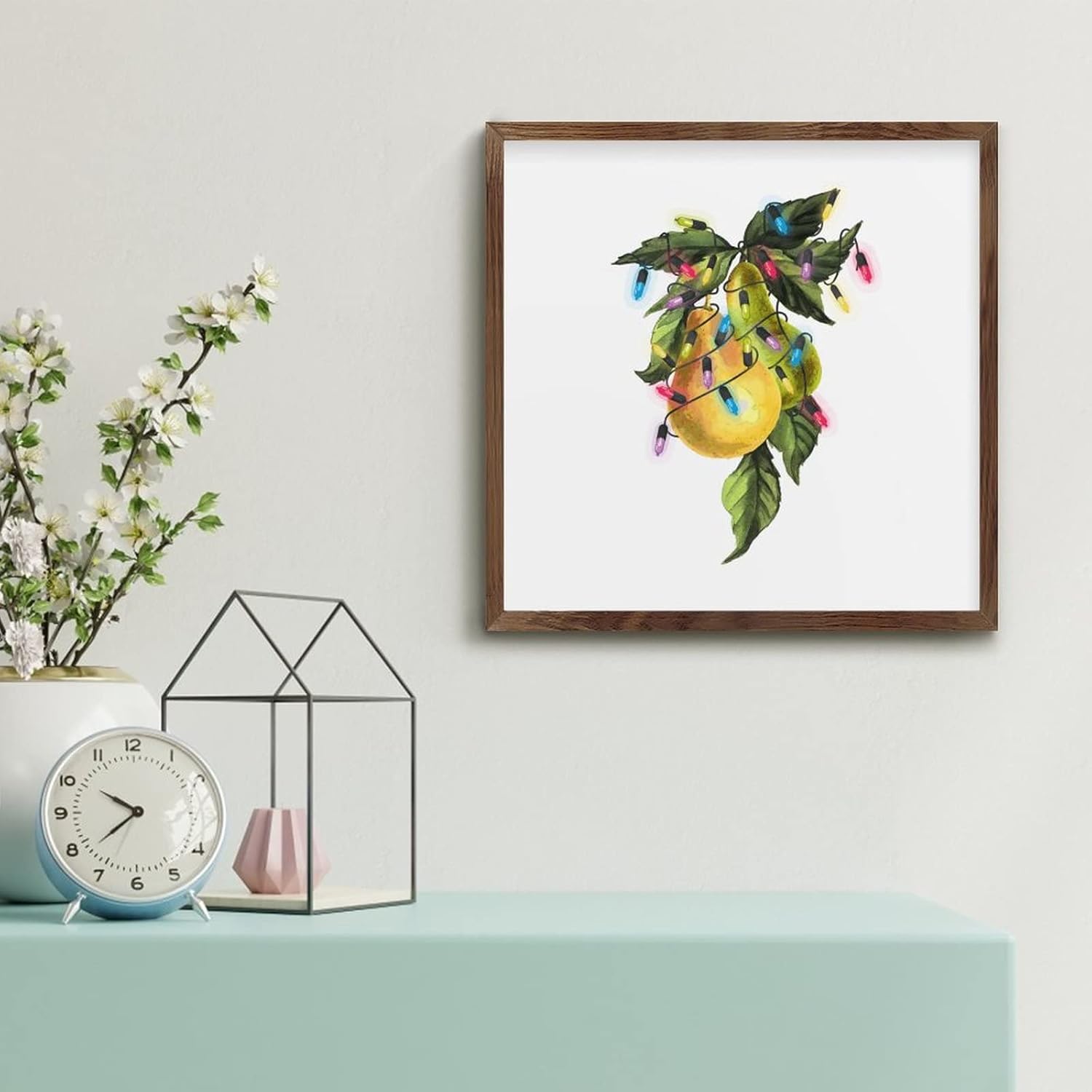 Christmas Pears Wood Sign Wall Decor 12x12