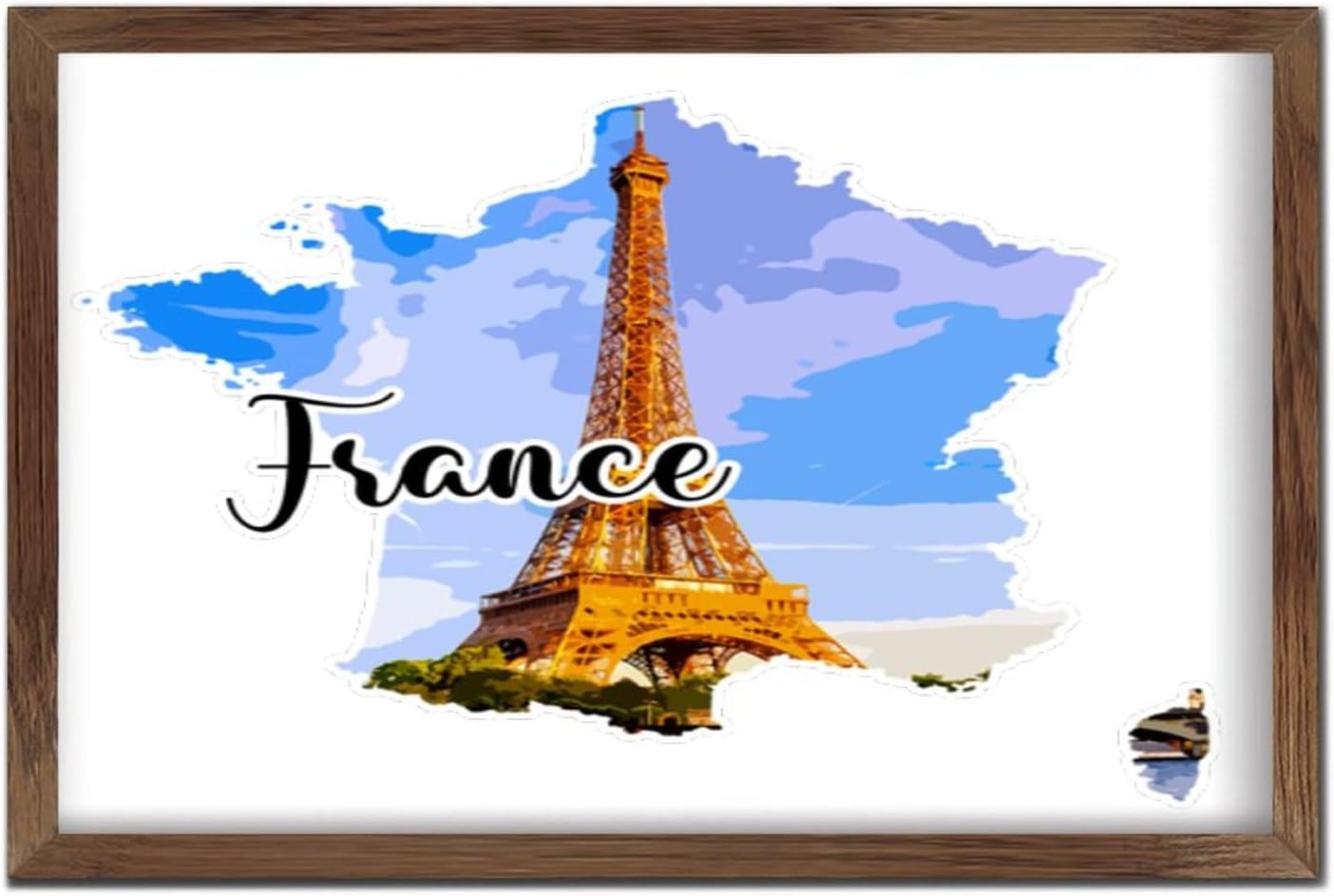 France Framed Wood Sign Plaque Wall Art Decor