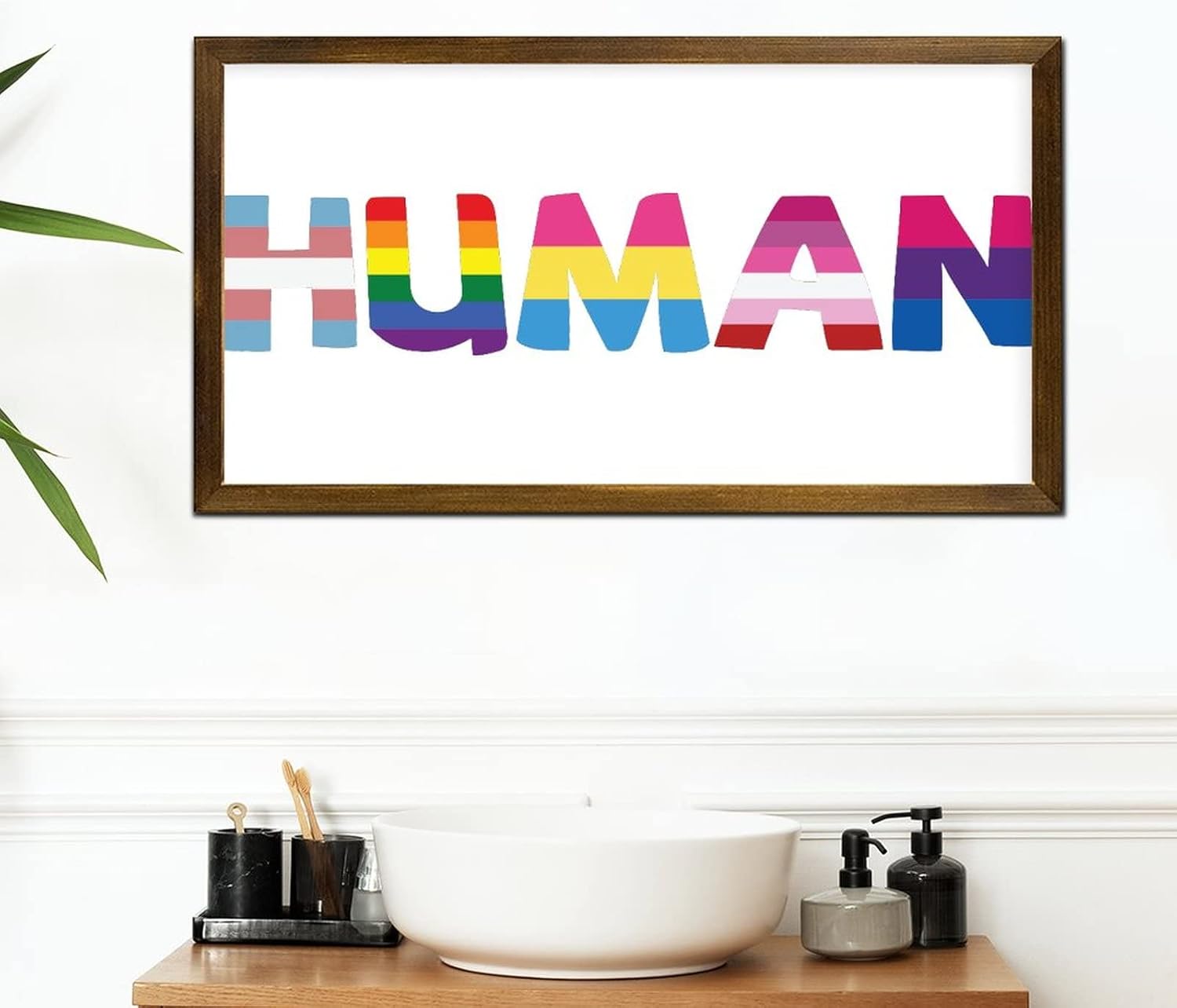 LGBT Pride Framed Wood Sign 12x22 Inches