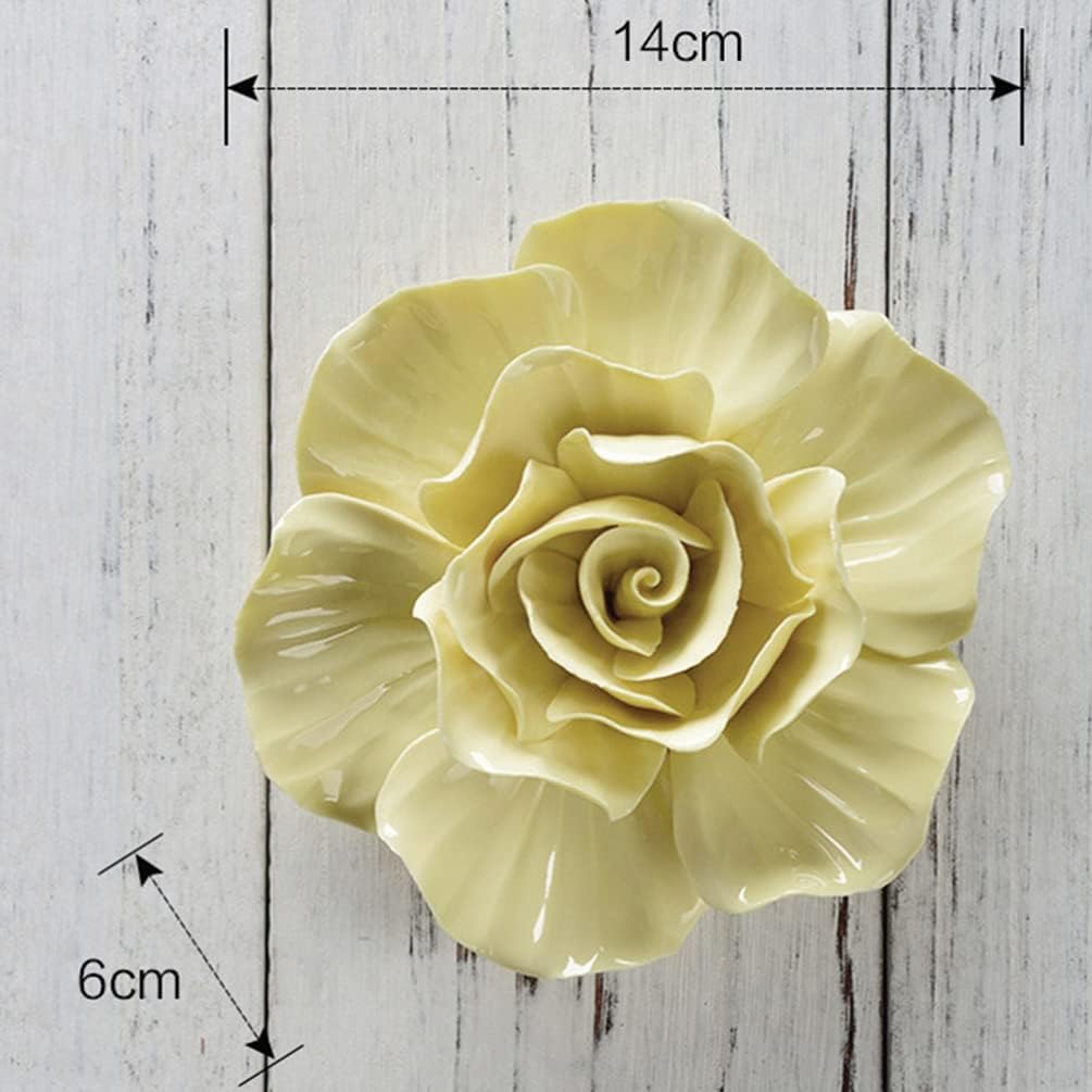 HEALLILY 3D Ceramic Wall Hanging Rose Sculpture