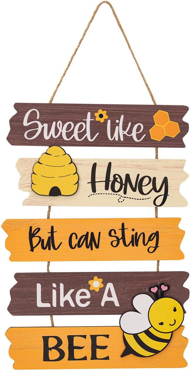 Bumble Bee Wall Hanging Plaque Sign Wooden Decor 116x134inch
