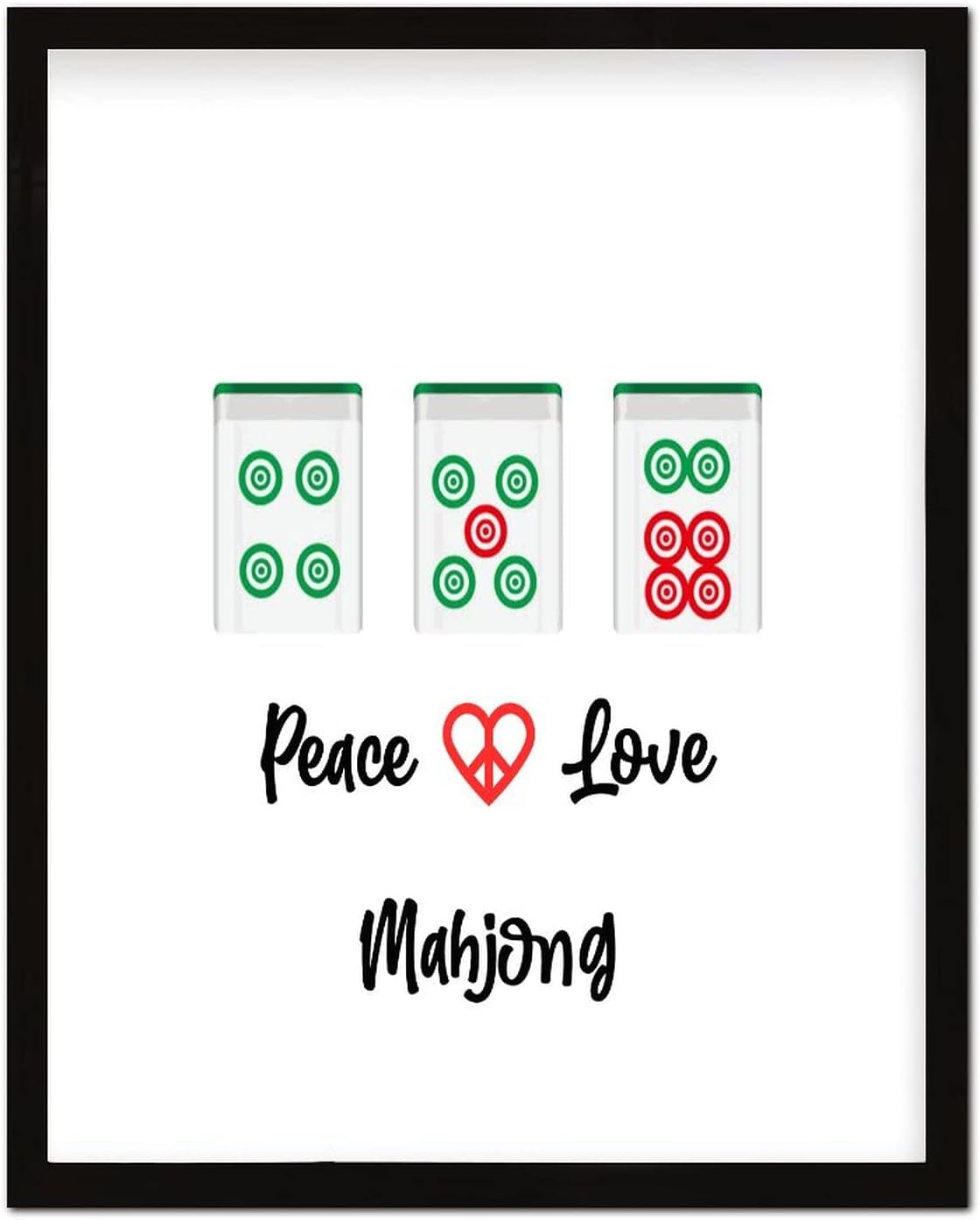 Mahjong Tiles Wall Art Black Table Sign Framed 16x20in