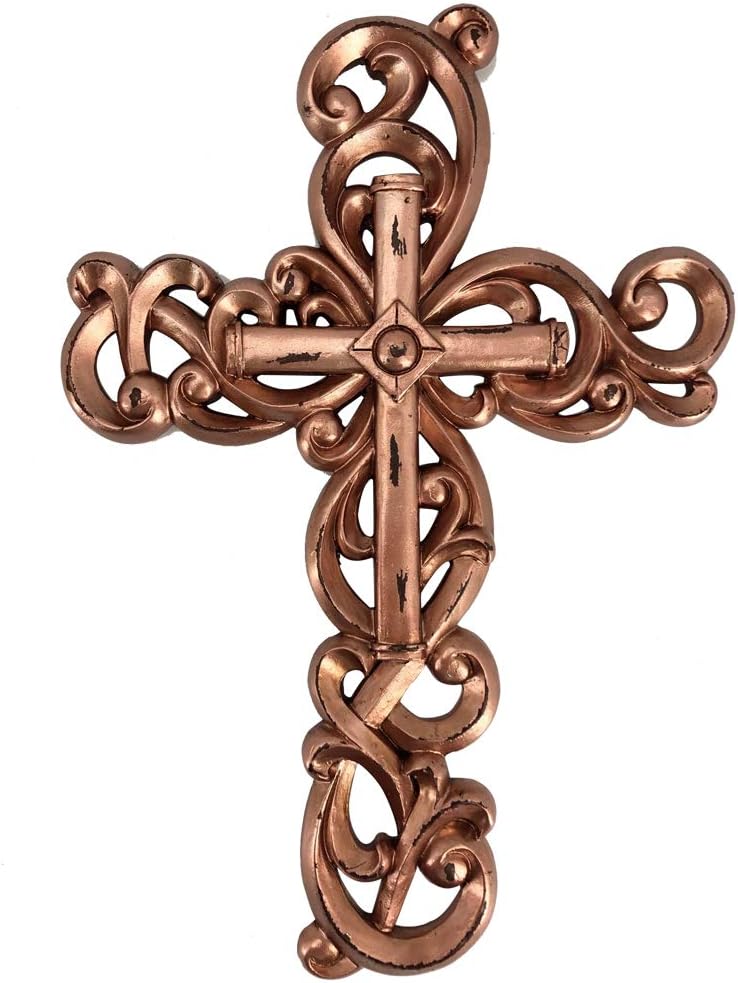 Comfy Hour Faith and Hope Wall Hanging Cross in Rose Gold