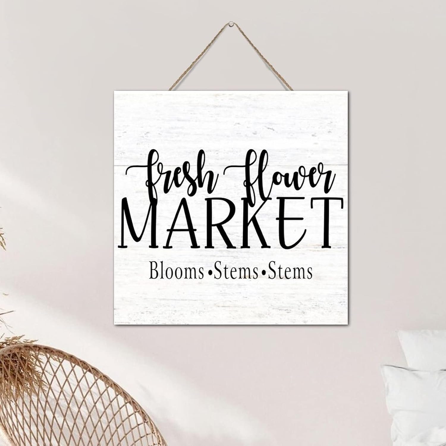 Fresh Flower Market Wood Plaque 12x12 Inch Wall Art