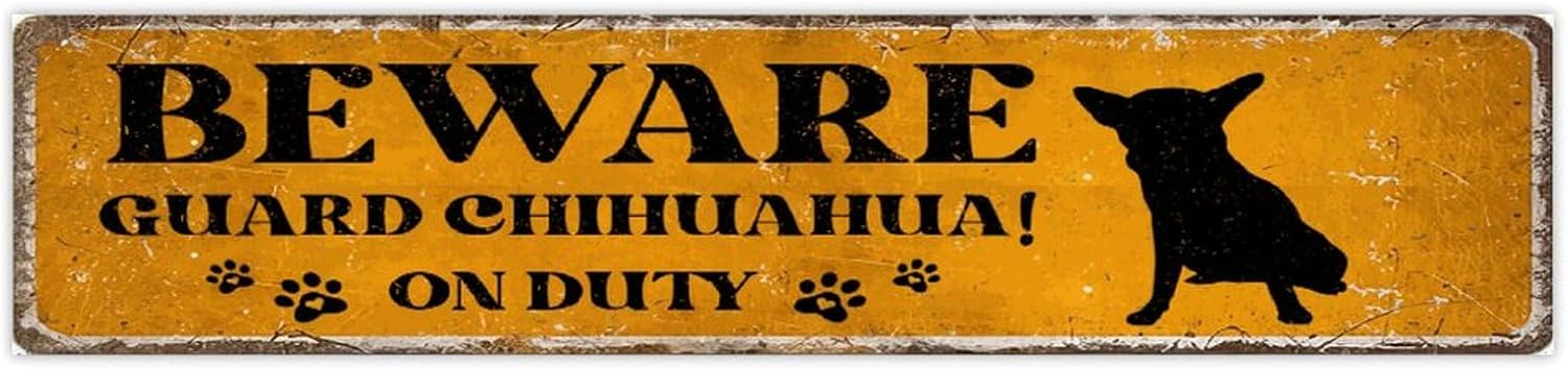 Beware Guard Dogs on Duty Rustic Wall Wood Sign 4x18 Inch