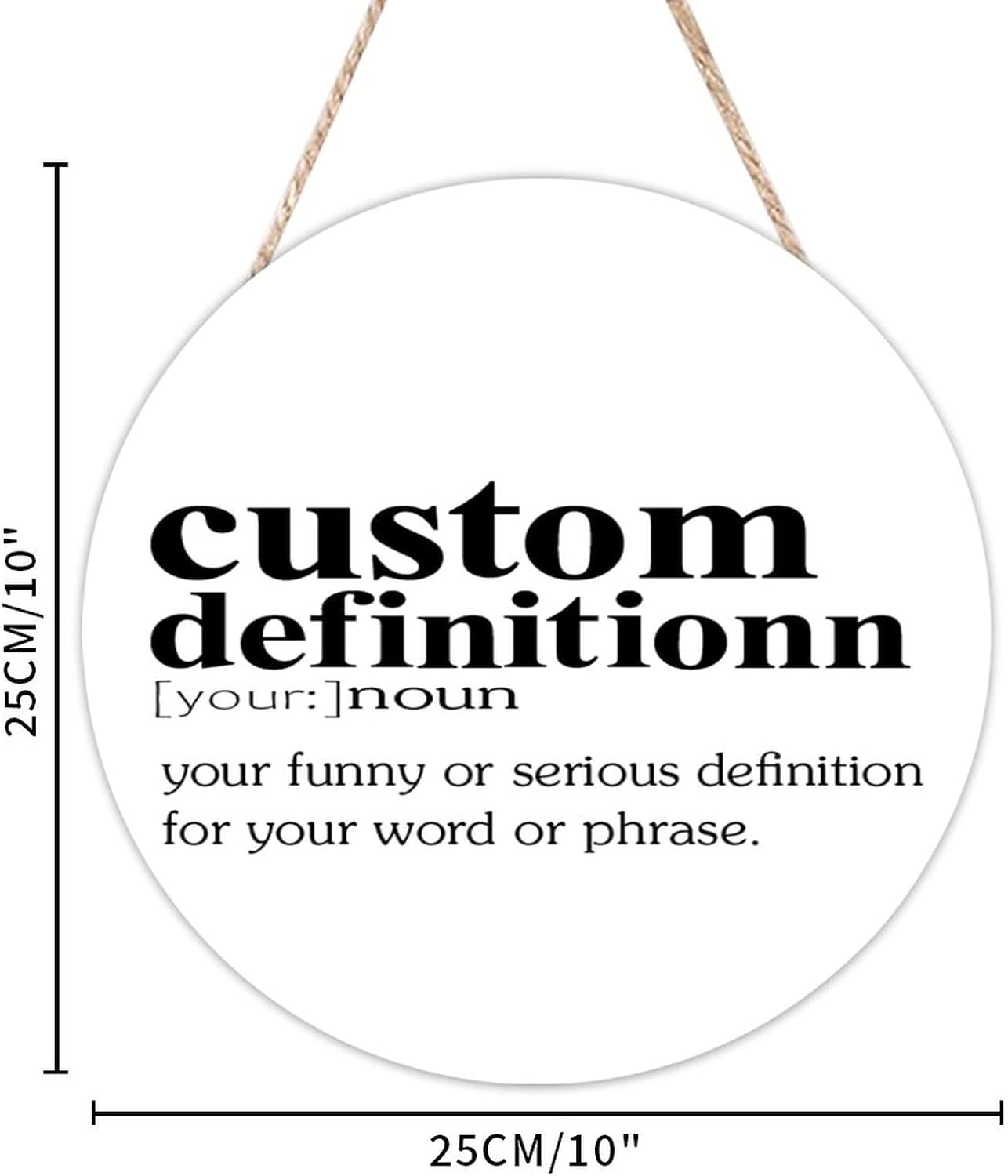 Funny Noun Dictionary Custom Round Wood Wall Sign