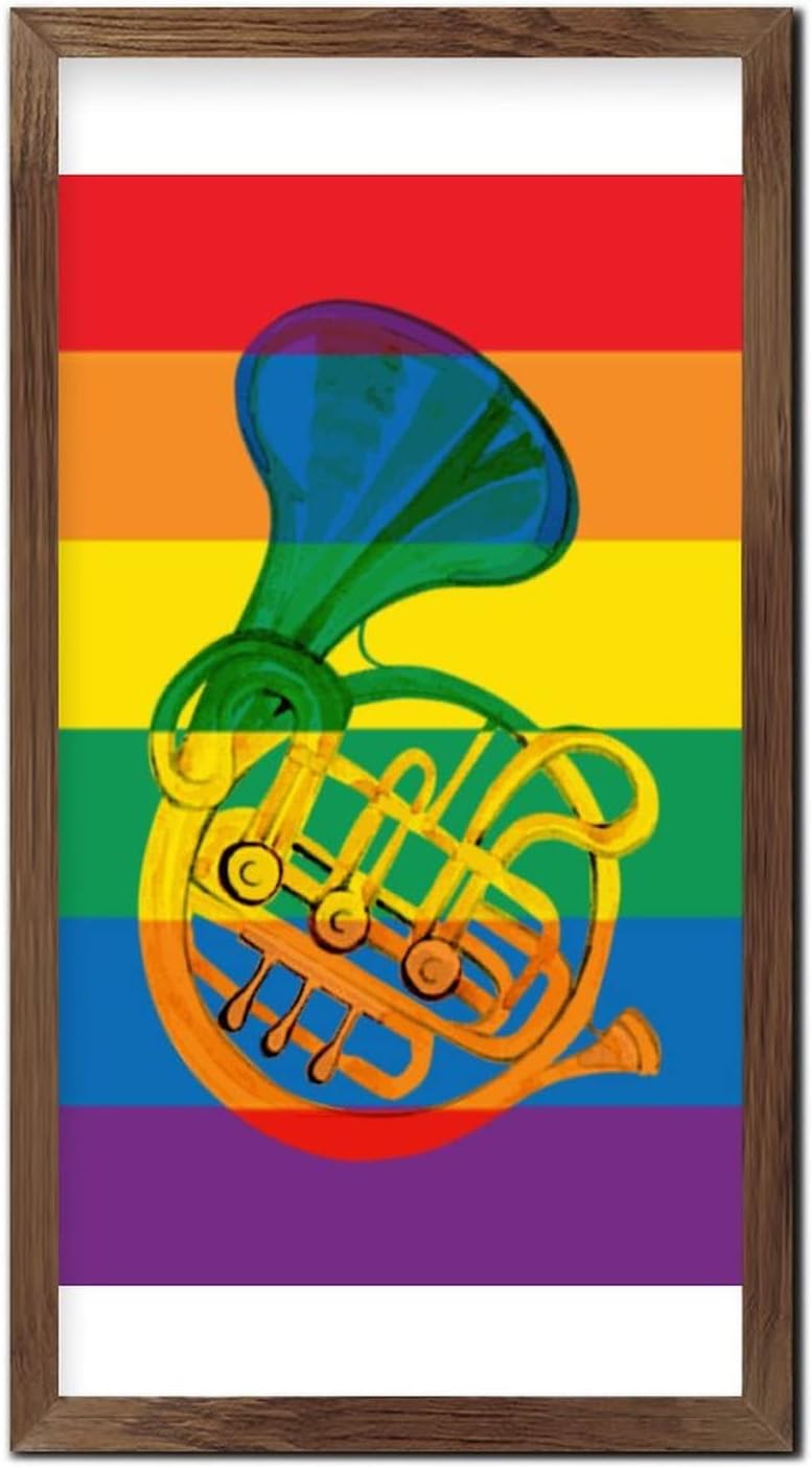 LGBTQ Pride Wood Wall Sign Rainbow Tuba Design