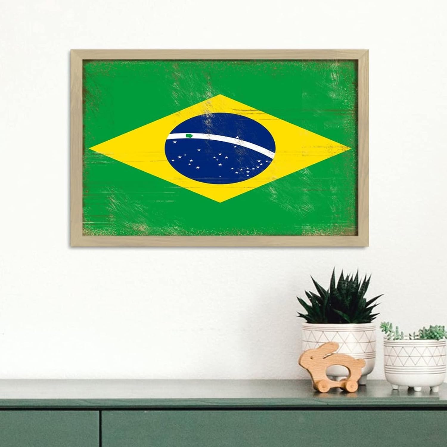 Brazil Wood Framed Printed Family Wall Art Sign 8x12in