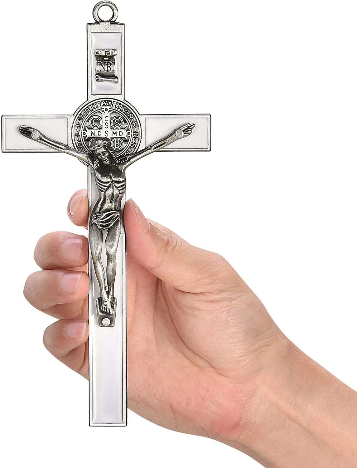 VINETEN White Enamel Crucifix Wall Cross - 77x4x1