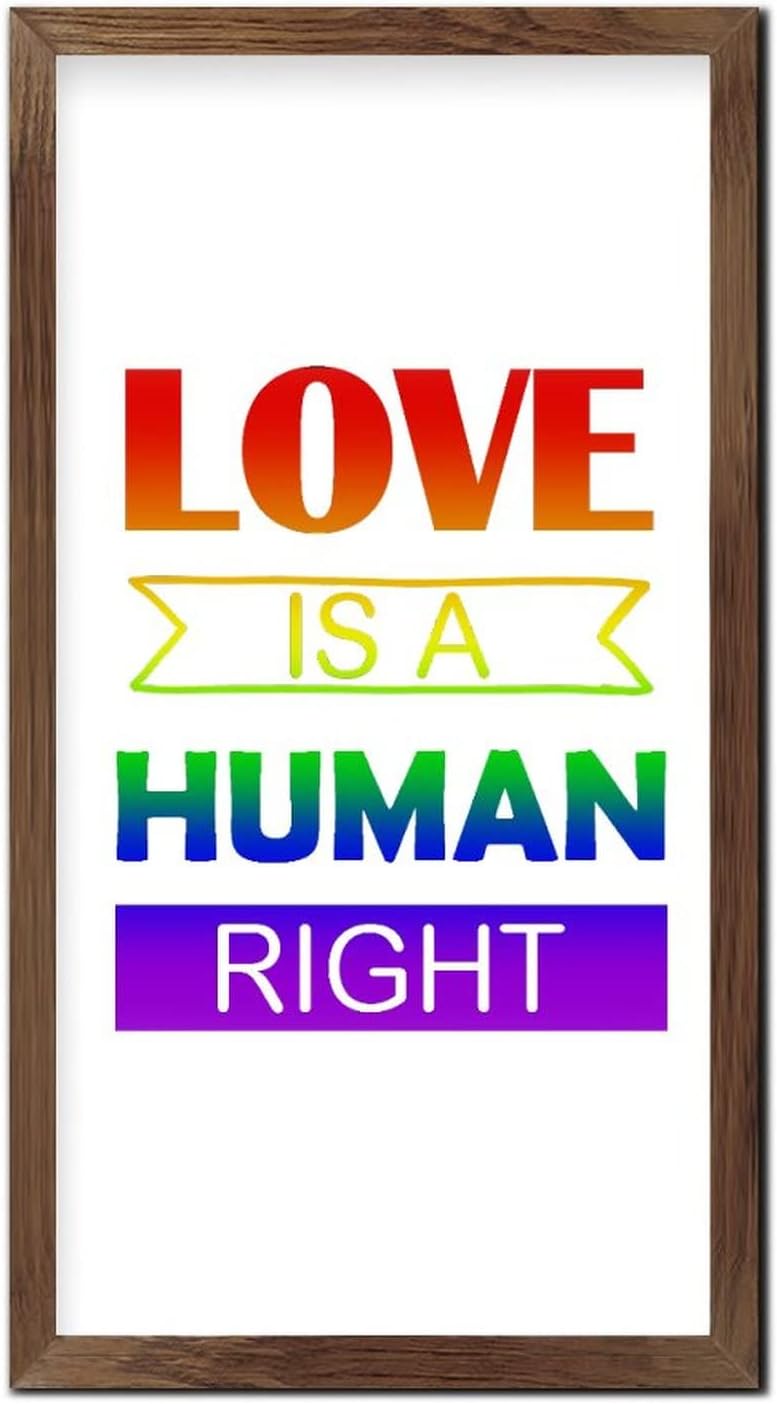 LGBTQ Pride Wood Framed Wall Sign Love is a Human Right