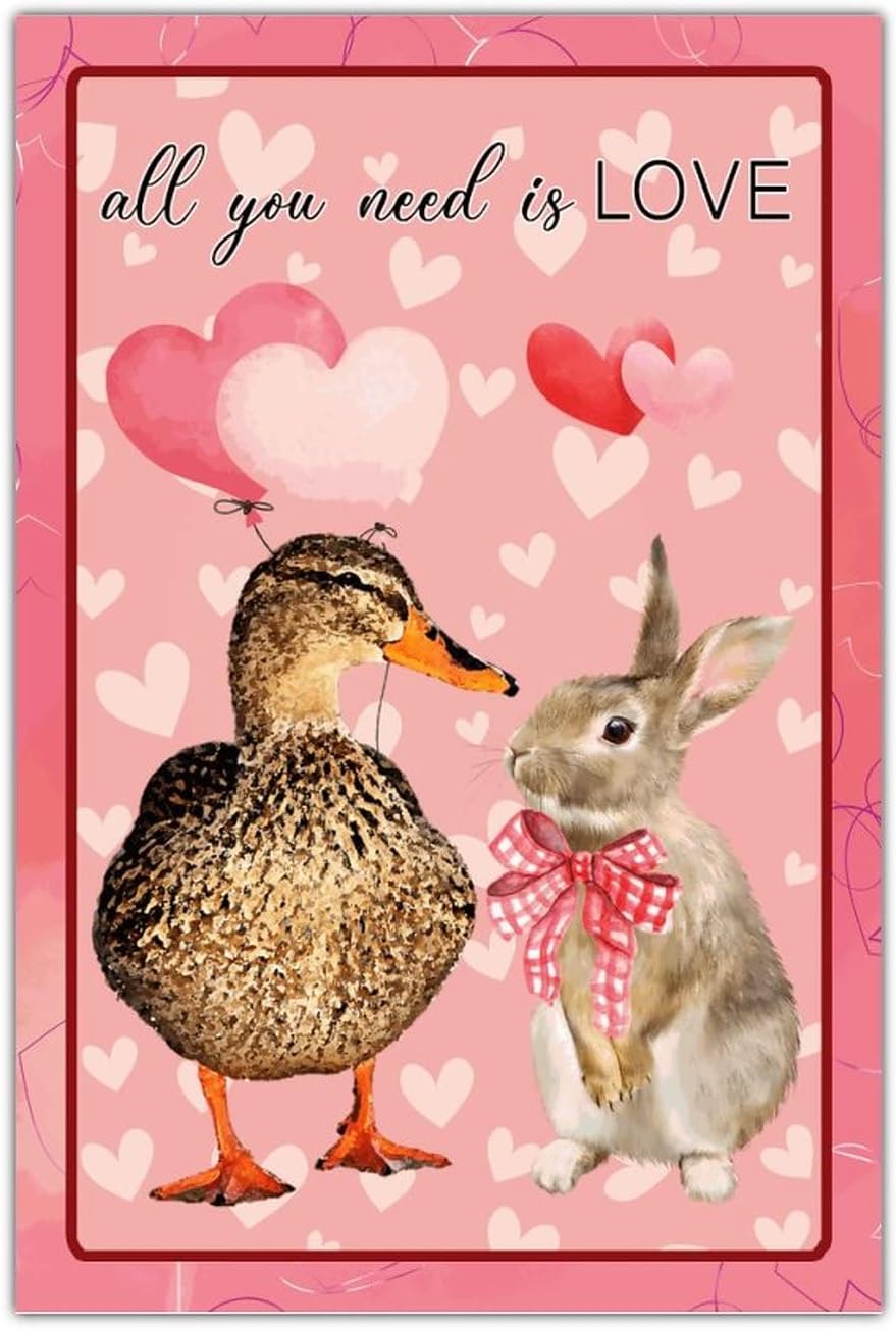 All You Need is Love Wood Plaque Duck Rabbit Valentine Wall Art