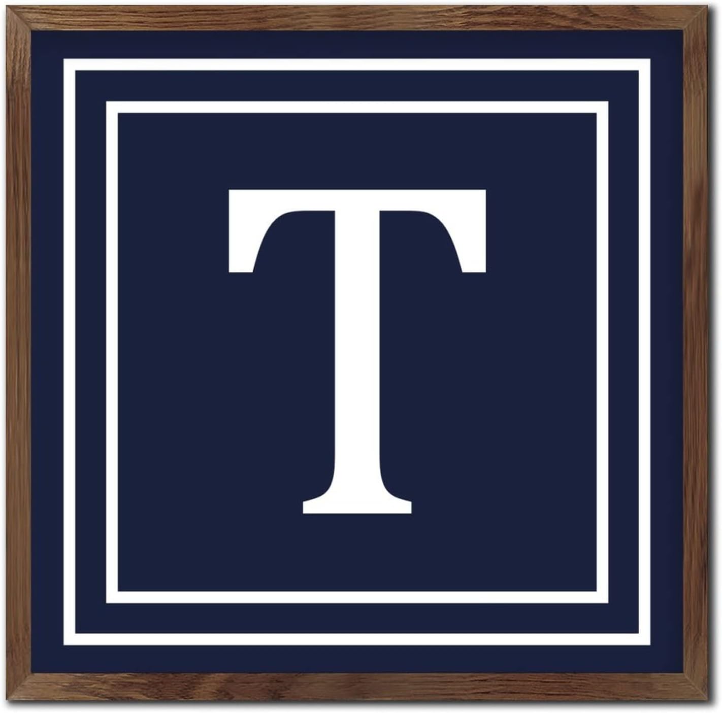 Initial Letter T Monogram Wall Decor Sign 12x12in