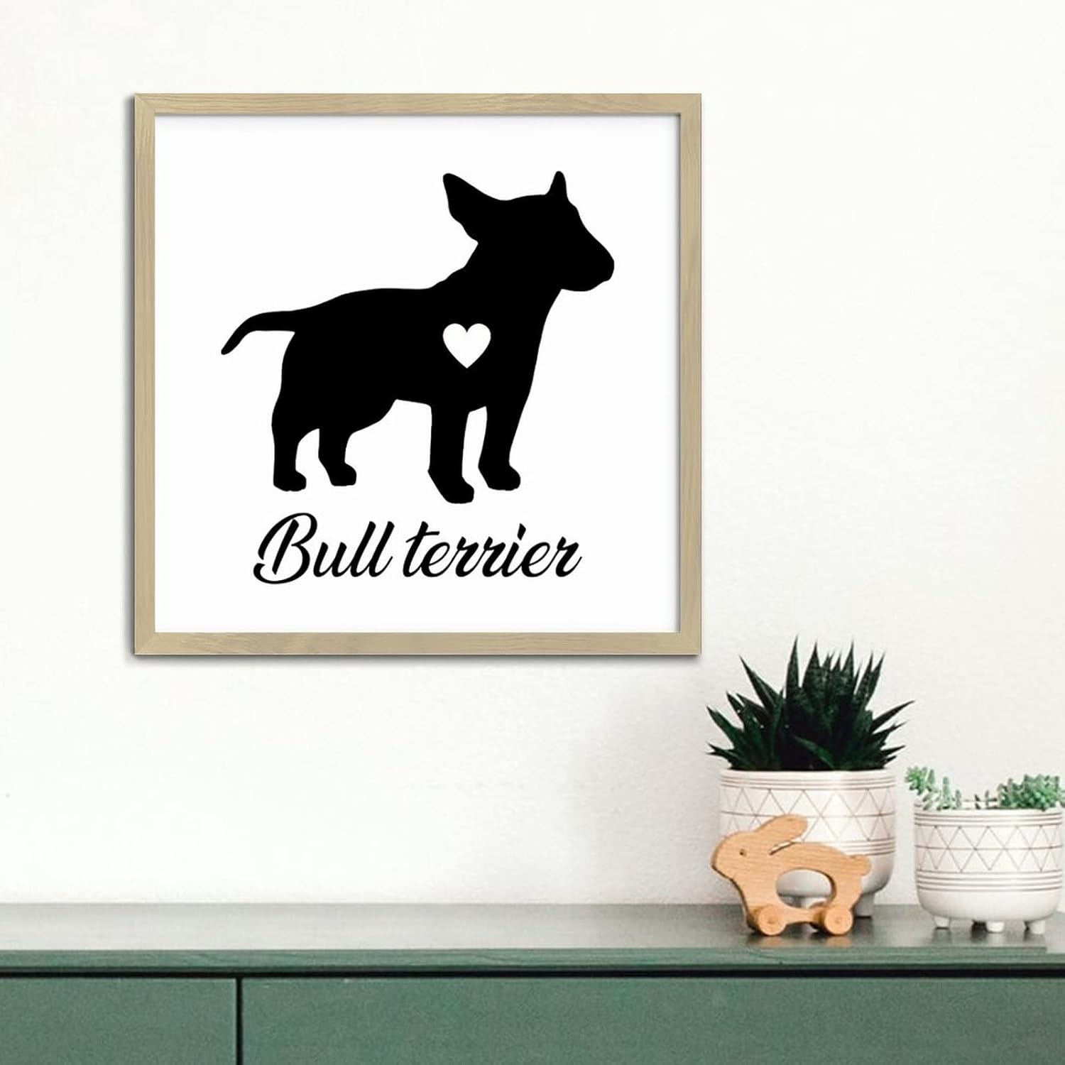 Bull Terrier Dog Silhouette Wooden Sign Wall Decor