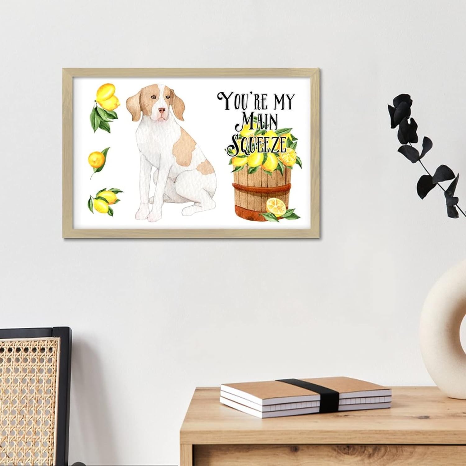 Lemon Dog Sign Youre My Main Squeeze Wooden Plaque 8x12in