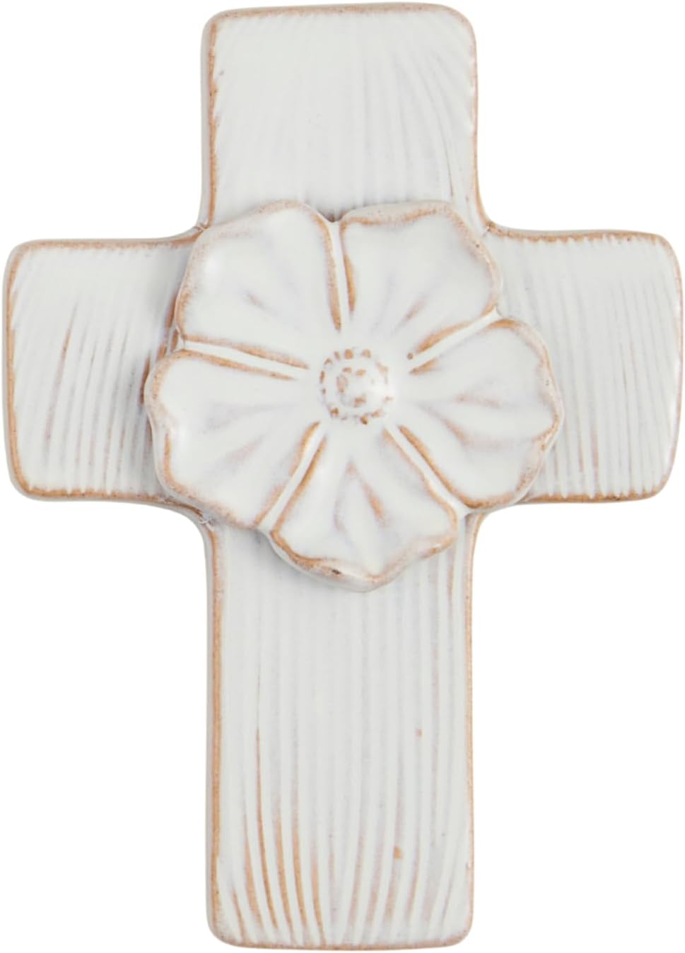 Mud Pie Sm Ceramic Flower Cross 5 12 X 3 34