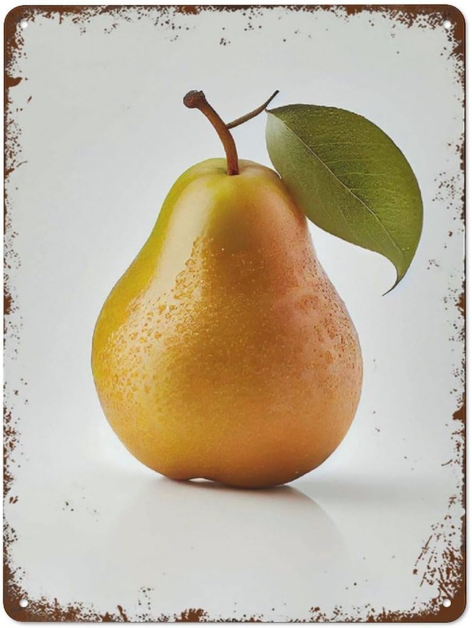 Yellow Pear Fruit Farmhouse Wall Art Metal Plaque