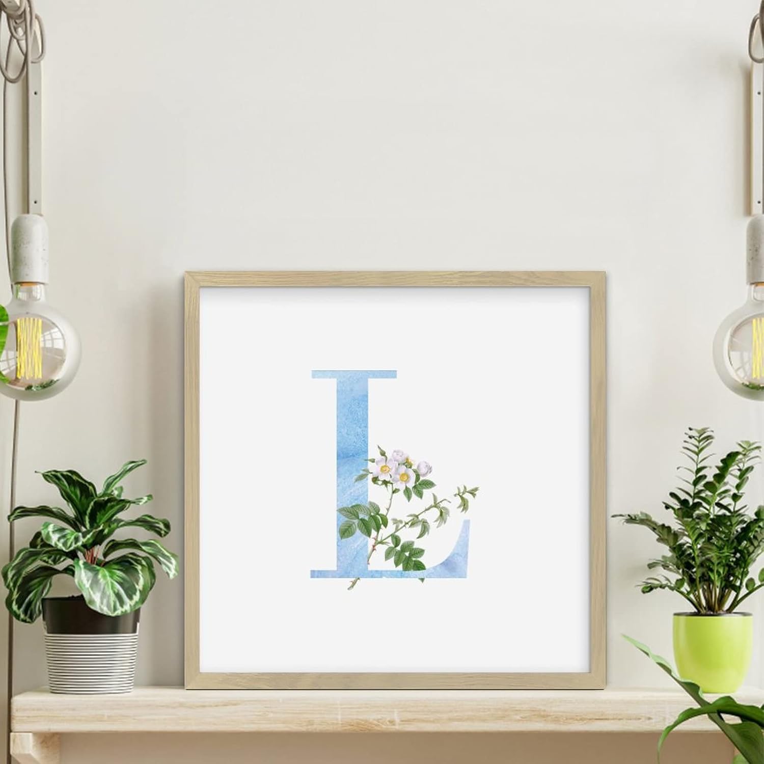 Funny Wood Framed Wall Decor Sign with L Initial