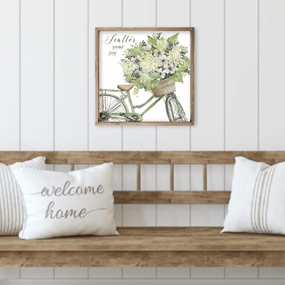 Scatter Your Joy Bike With Flower Basket Wall Decor Sign