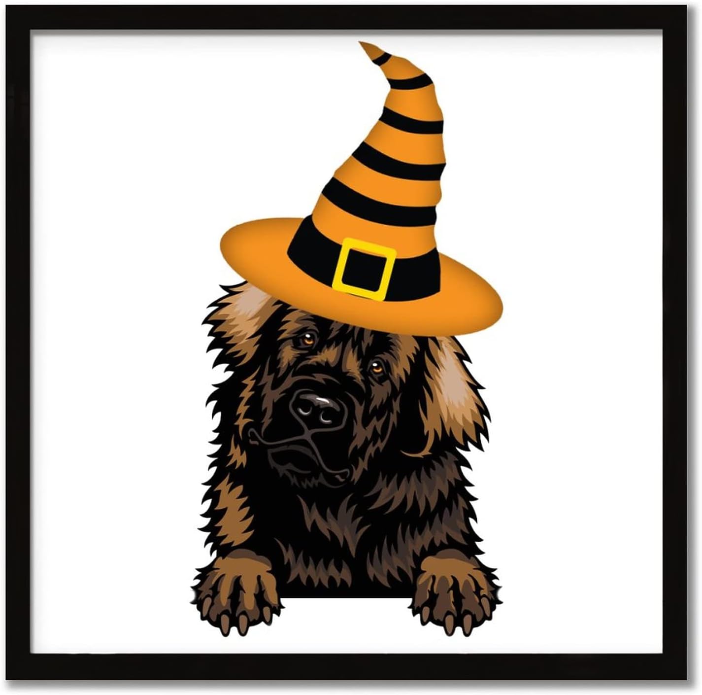 Halloween Decor Framed Wood Sign with Witch Hat