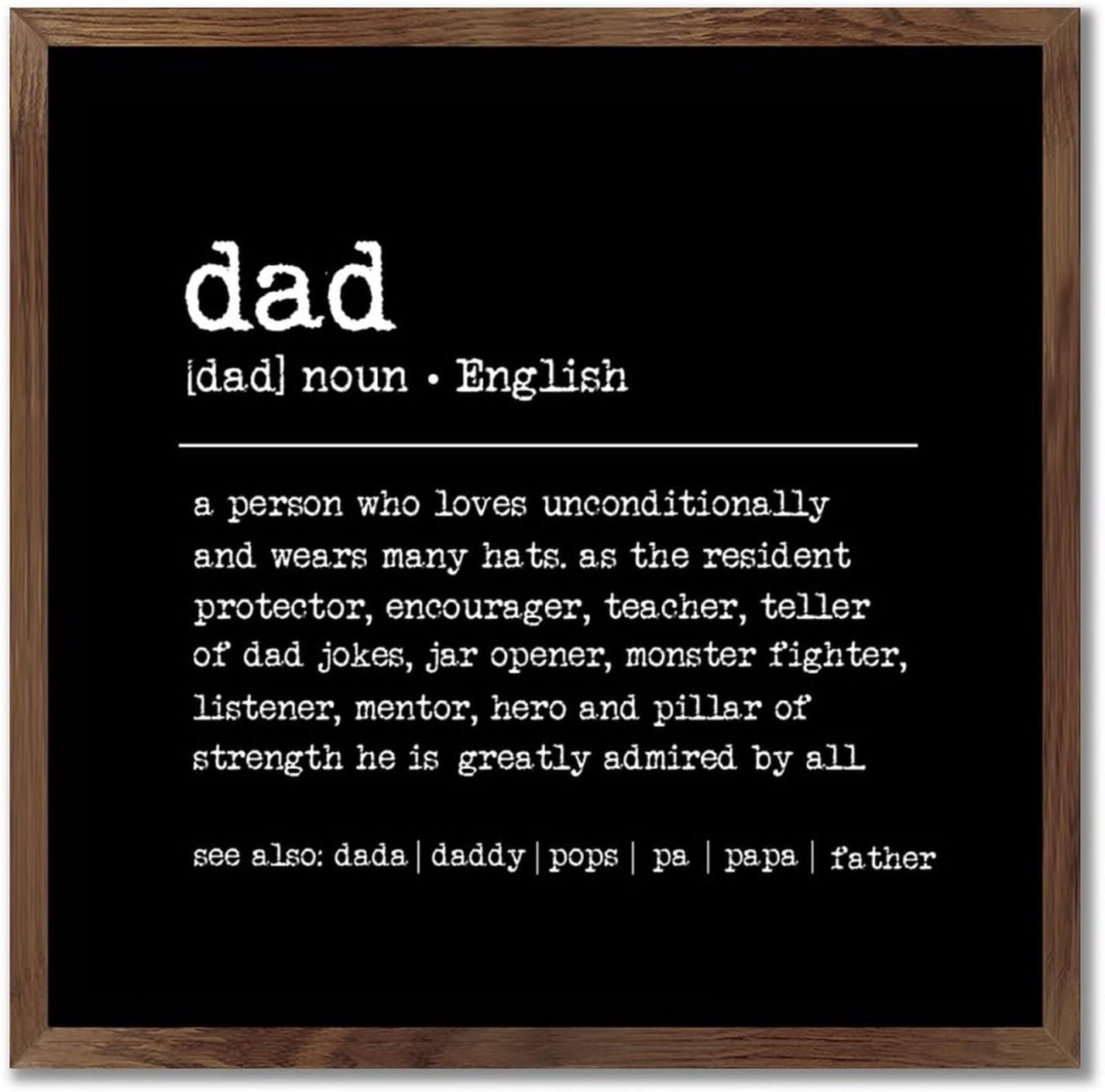 Farmhouse Decor Dad Definition Framed Wood Sign 12x12