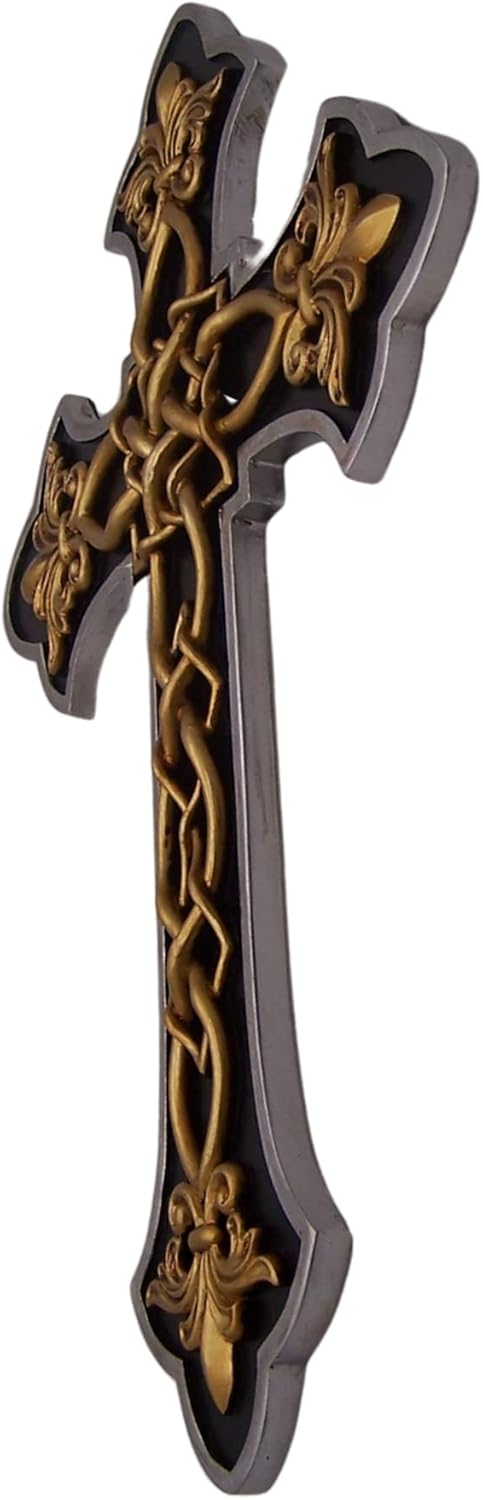 Wowser Black Wall Cross with Fleur De Lis Design