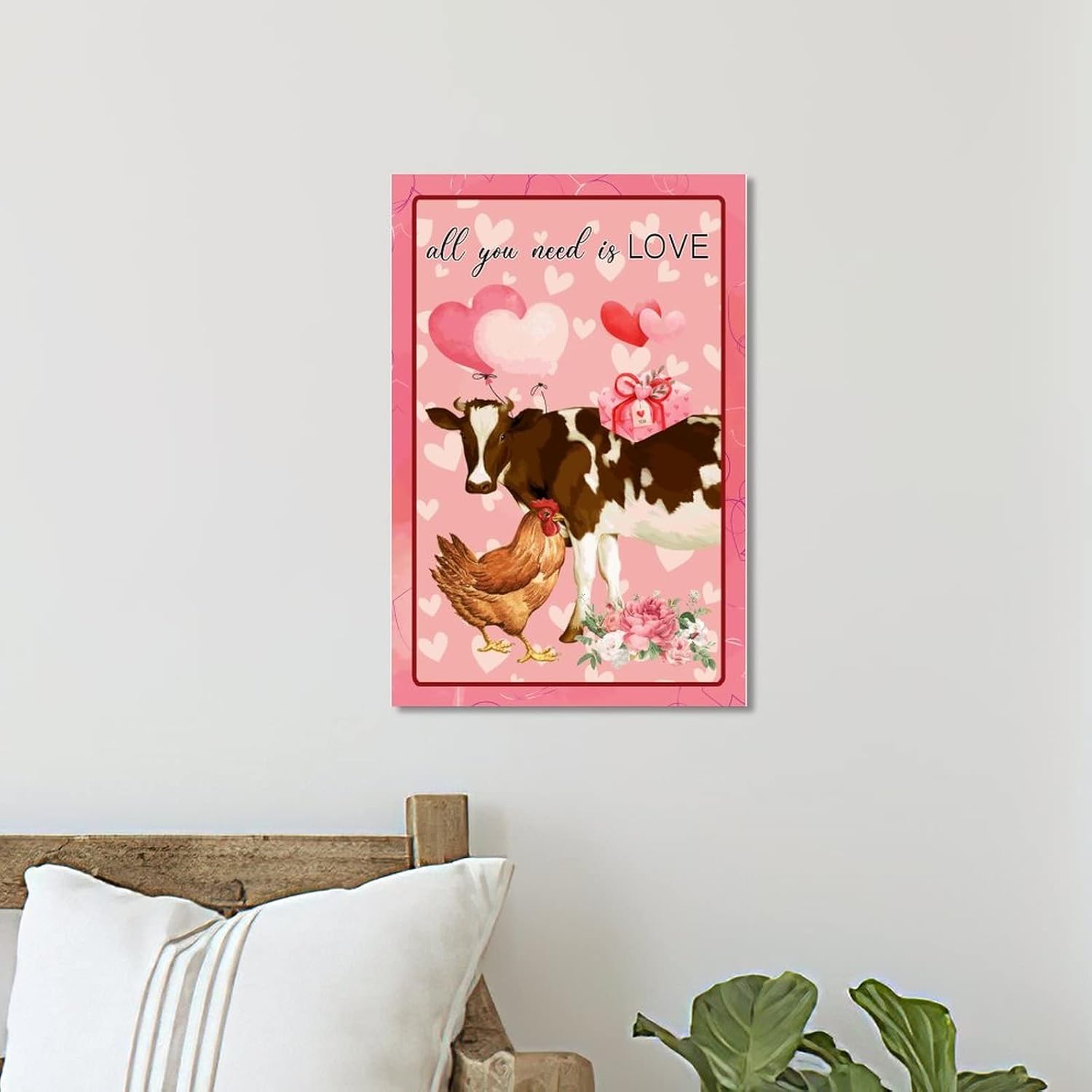 Personalized Rustic Wood Valentines Day Sign 8x12in