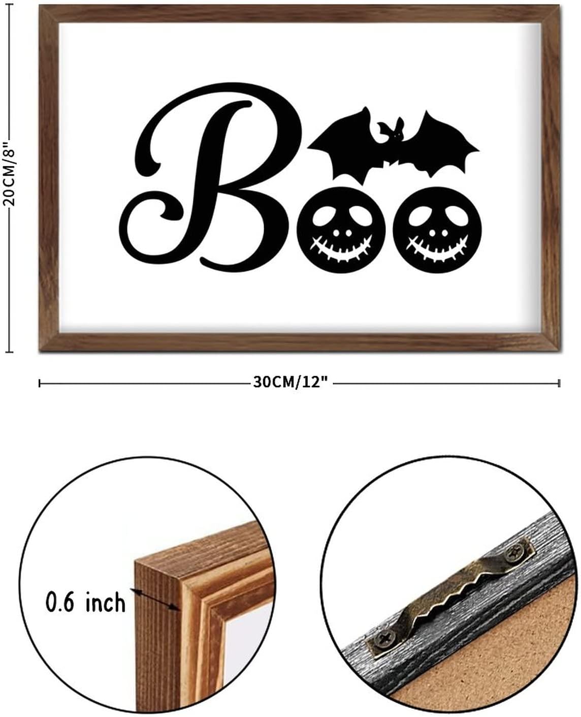 Christmas Farmhouse Decor Boo Witch on Broom Stick Wall Sign