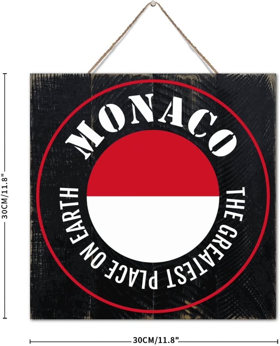 Monaco Wood Wall Sign Personalized 12x12 Inch