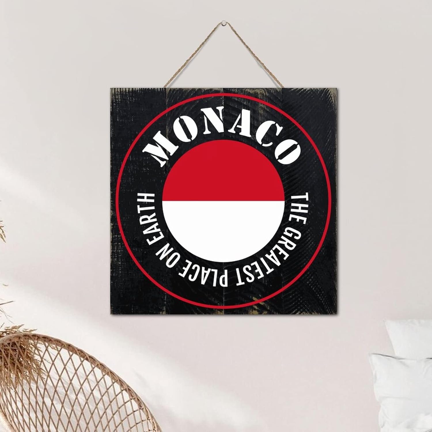 Monaco Wood Wall Sign Personalized 12x12 Inch
