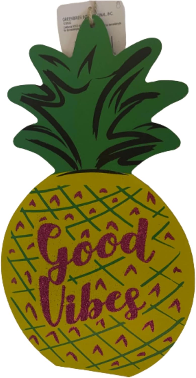 Pineapple Shaped Glitter Good Vibes Wall Hanging Art