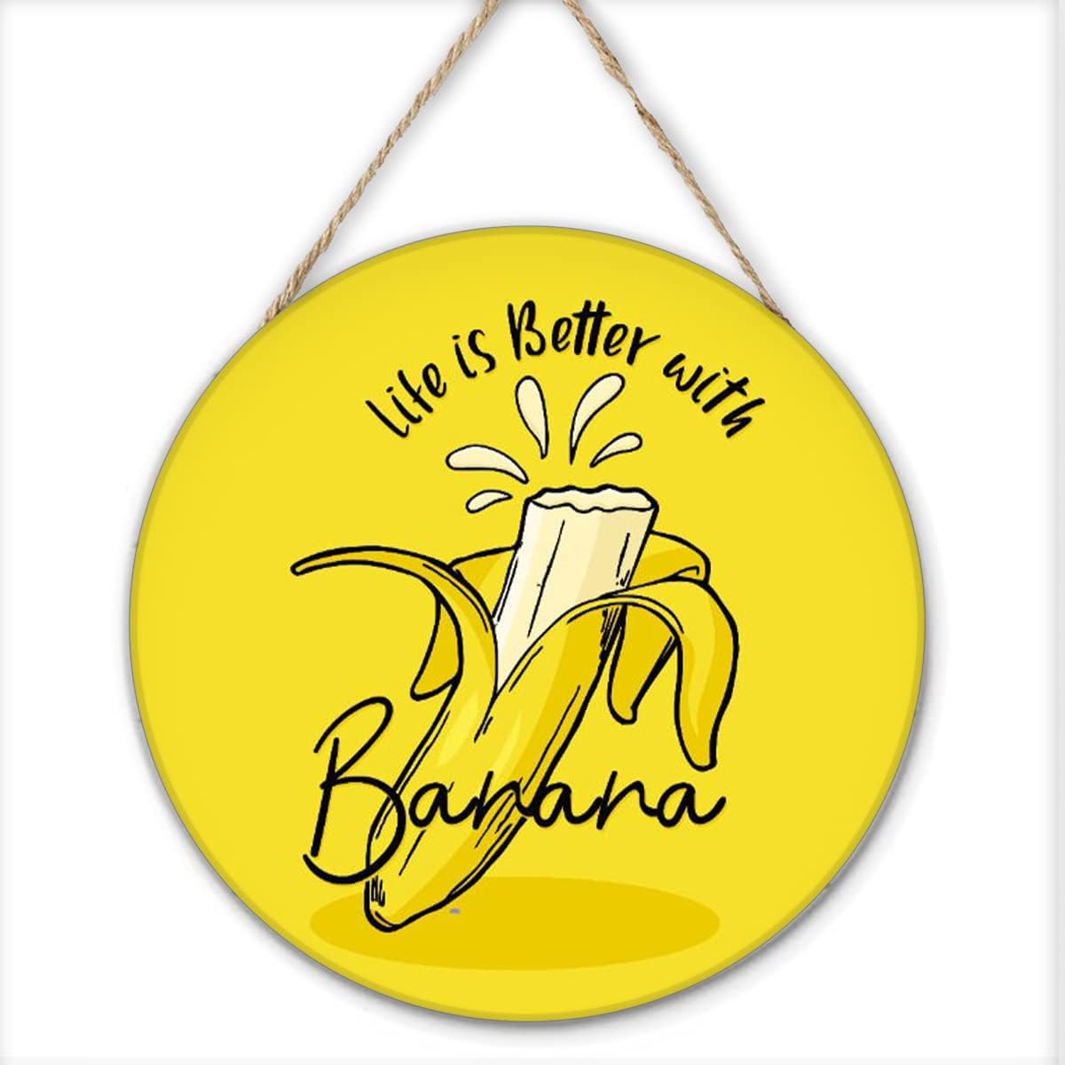 Allijune Yellow Banana Wall Art 12x12 Inch Sign