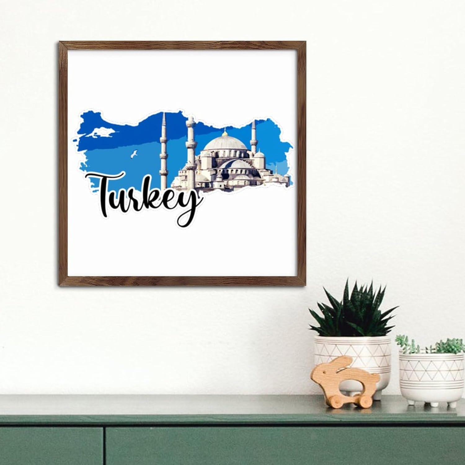 Rustic Framed Wooden Turkey Wall Decor Sign