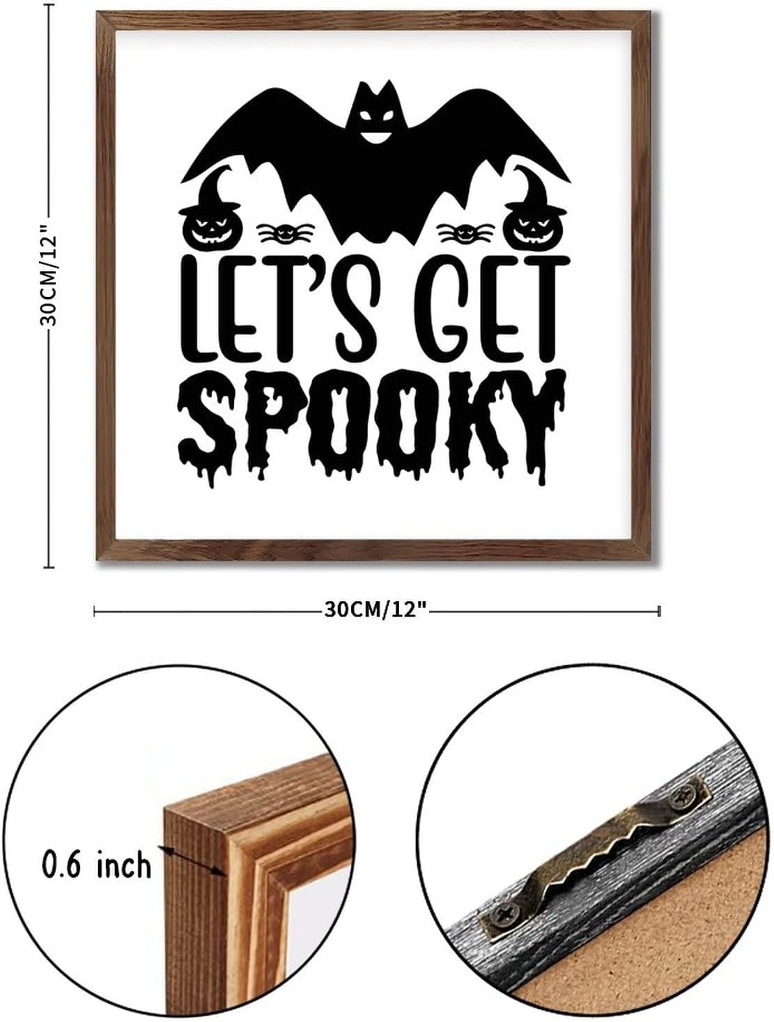 Spooky Witch Broom Stick Wood Framed Wall Sign